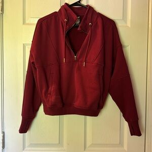 Maroon cropped quarter zip